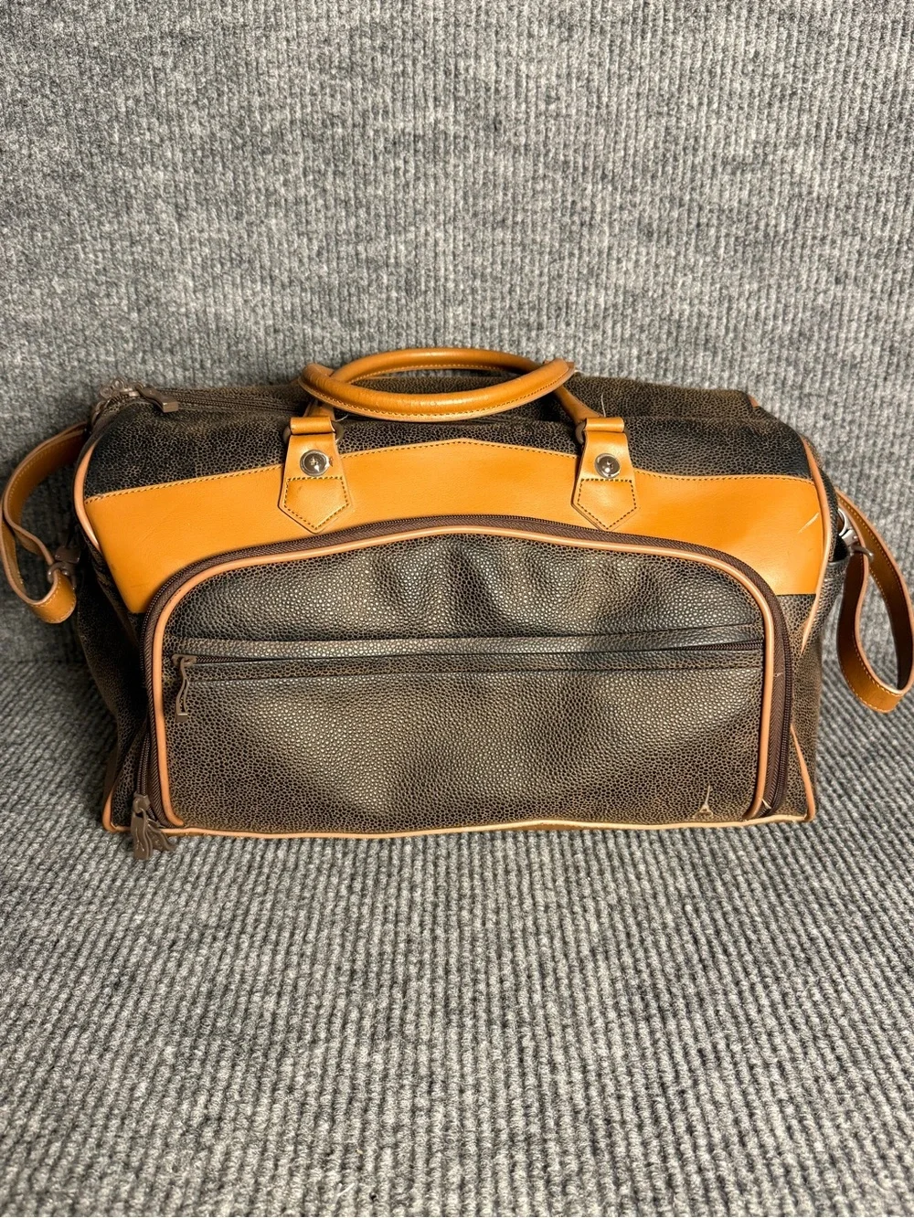 Vintage Travelpro Eiffel Tower Logo Weekender Travel Duffel Bag Brown